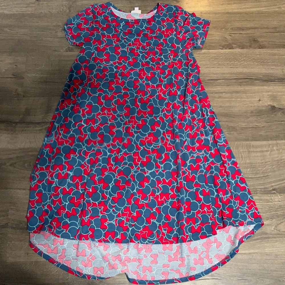 LuLaRoe Blue and Red Patterned Dress